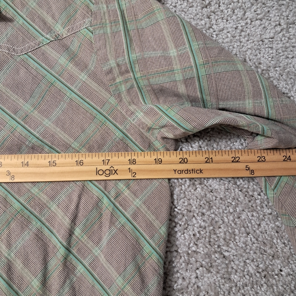Ruff Hewn Womens Medium Pearl Snap Shirt Brown and Green Checkered - Picture 6 of 11